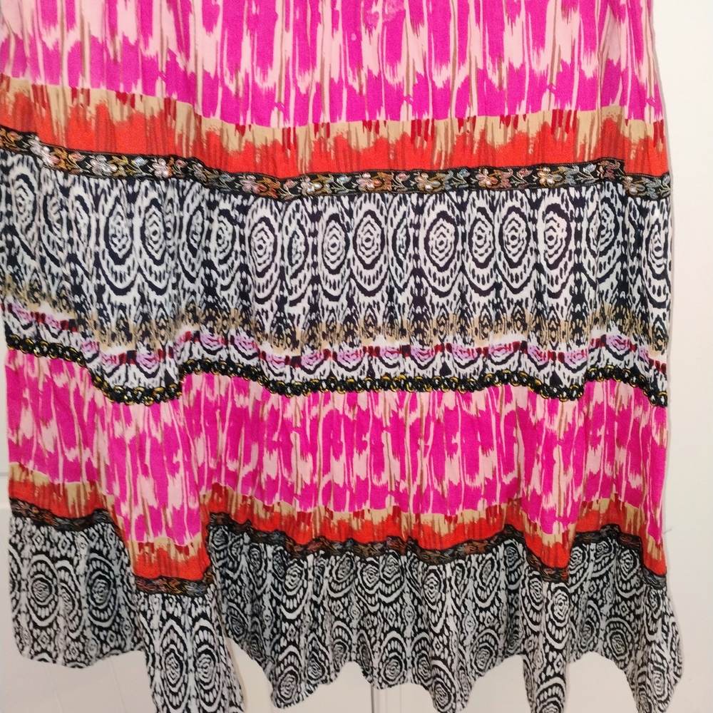 Boho Pink and Purple Maxi Skirt By Valerie Stevens Size Medium - Picture 10 of 10